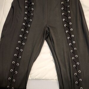 Stylish Gray Lace-Up Pants